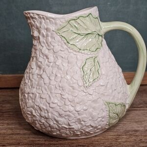 Vintage Floral and Leaves Ceramic Pitcher